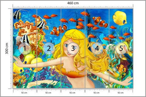Fototapeta Dla Dzieci-Syrenka I Ryby Vinyl Strukturalny 460x300 FT-1140-VS12
