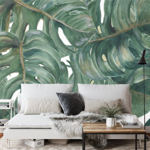 Fototapeta Akwarelowe Liście Monstery Vinyl Gładki 180x120 FT-2189-VG180-120