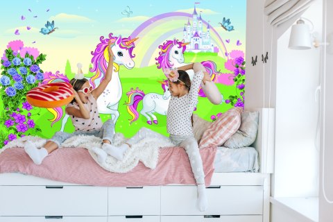 Fototapeta Bajkowe Jednorożce I Zamek Flizelina 520x318 FT-2324-VEXXXXXL