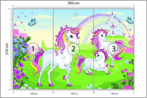 Fototapeta Bajkowe Jednorożce I Zamek Flizelina Zmywalna 300x210 FT-2324-VEML300-210