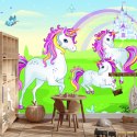 Fototapeta Bajkowe Jednorożce I Zamek Flizelina Zmywalna 360x240 FT-2324-VEML360-240