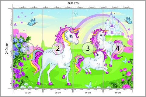 Fototapeta Bajkowe Jednorożce I Zamek Flizelina Zmywalna 360x240 FT-2324-VEML360-240