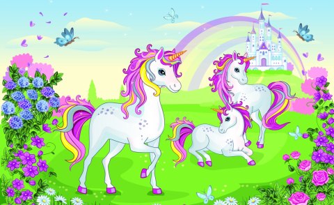 Fototapeta Bajkowe Jednorożce I Zamek Flizelina Zmywalna 400x280 FT-2324-VEML400-280