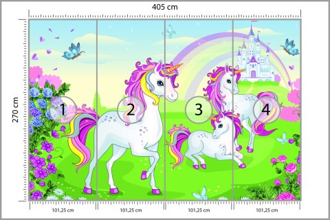 Fototapeta Bajkowe Jednorożce I Zamek Flizelina Zmywalna 405x270 FT-2324-VEML405-270