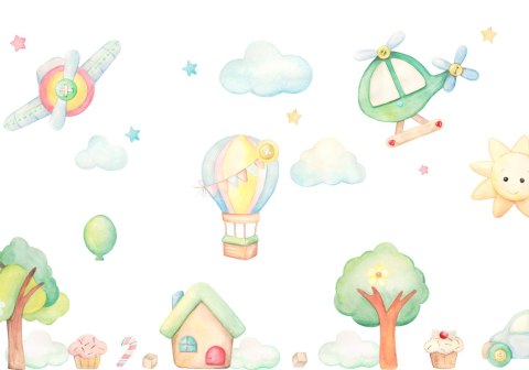 Fototapeta Akwarelowe Miasteczko Flizelina 315x210 FT-2370-VE315-210