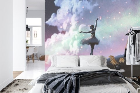 Fototapeta Baletnica Tańcząca Na Tle Nocnego Nieba Flizelina Zmywalna 254x184 FT-3832-VEML4