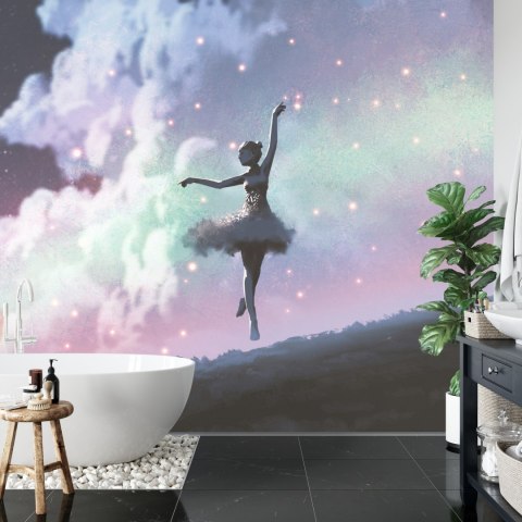 Fototapeta Baletnica Tańcząca Na Tle Nocnego Nieba Vinyl Gładki 520x318 FT-3832-VGXXXXXL