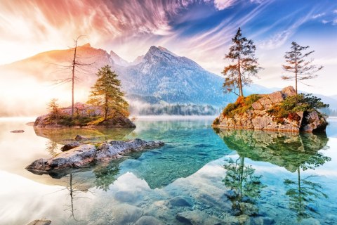 Fototapeta Jezioro Hintersee W Bawarii W Niemczech Tapeta Samoprzylepna 180x120 FT-3931-SK180-120