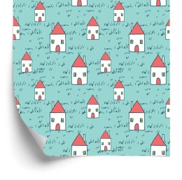 Tapeta Dla Dzieci - Domki Z Czerwonymi Daszkami Flizelina 53x1000 TR-376-VER-53