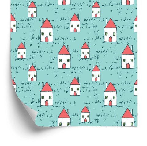 Tapeta Dla Dzieci - Domki Z Czerwonymi Daszkami Flizelina 53x1000 TR-376-VER-53