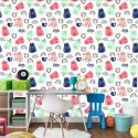 Tapeta Dla Dzieci - Kolorowe Kotki - Styl Skandynawski Flizelina 53x1000 TR-366-VER-53