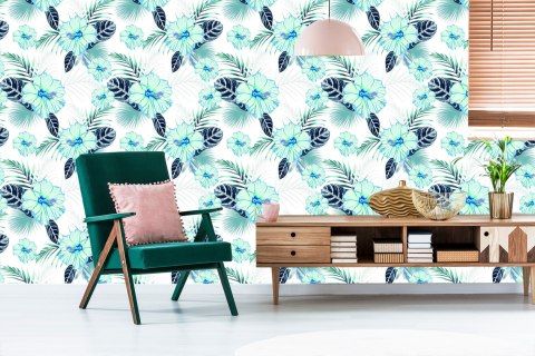 Tapeta Kwiaty Hibiskusa I Liście Flizelina 53x1000 TR-814-VER-53