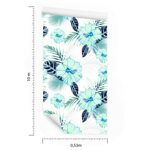 Tapeta Kwiaty Hibiskusa I Liście Flizelina 53x1000 TR-814-VER-53