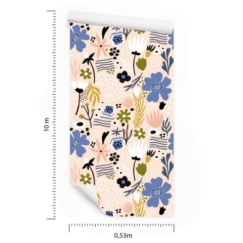 Tapeta Liście I Kwiaty - Styl Skandynawski Flizelina 53x1000 TR-304-VER-53