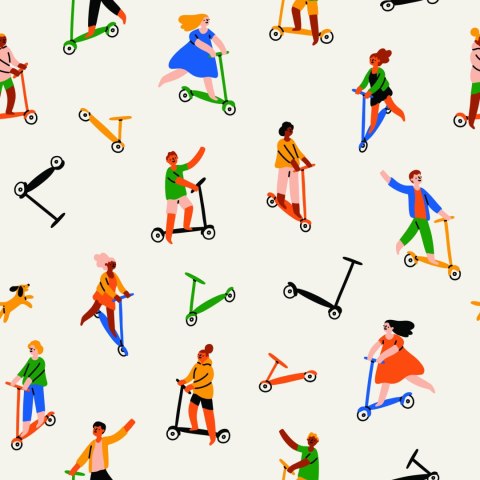 Tapeta Ludzie Na Hulajnogach Flizelina 53x1000 TR-5649-VER-53