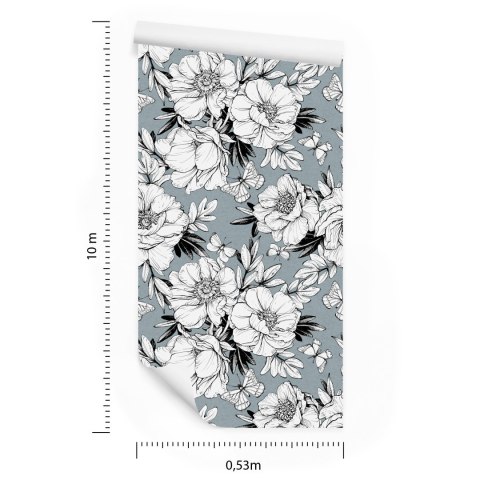 Tapeta Stylowe Kwiaty Piwonii Flizelina 53x1000 TR-105-VER-53