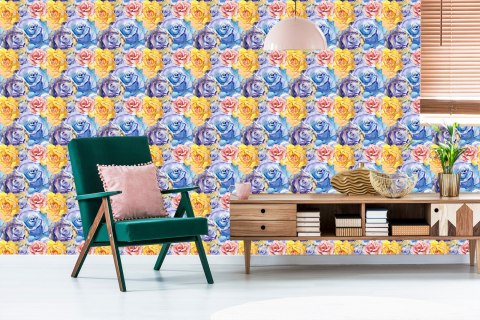 Tapeta Barwne Kwiaty Róży Flizelina 53x1000 TR-2702-VER-53