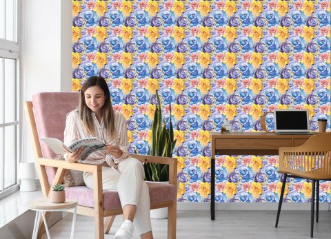 Tapeta Barwne Kwiaty Róży Flizelina 53x1000 TR-2702-VER-53