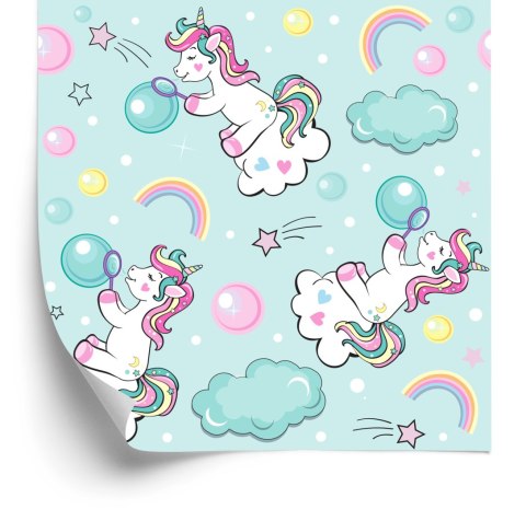 Tapeta Dla Dzieci - Bawiące Się Jednorożce Flizelina 53x1000 TR-1559-VER-53