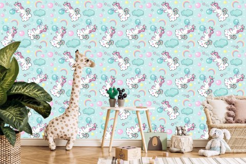 Tapeta Dla Dzieci - Bawiące Się Jednorożce Flizelina 53x1000 TR-1559-VER-53