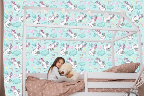 Tapeta Dla Dzieci - Bawiące Się Jednorożce Flizelina 53x1000 TR-1559-VER-53