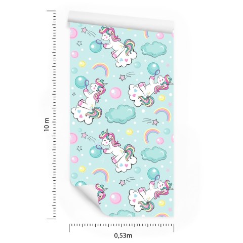 Tapeta Dla Dzieci - Bawiące Się Jednorożce Flizelina 53x1000 TR-1559-VER-53