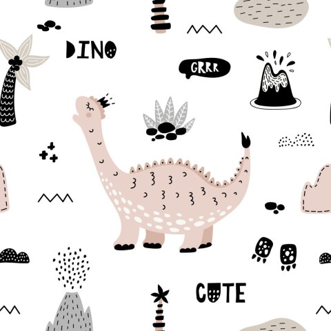 Tapeta Dla Dzieci Dinozaury Palmy Wulkany Flizelina 53x1000 TR-2000-VER-53