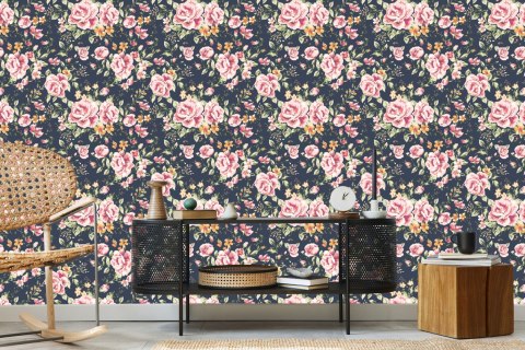 Tapeta Róże Pomarańczowe Kwiaty Flizelina 53x1000 TR-1729-VER-53