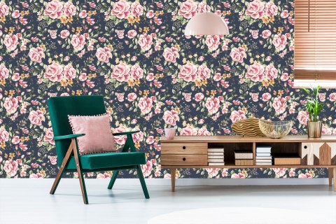 Tapeta Róże Pomarańczowe Kwiaty Flizelina 53x1000 TR-1729-VER-53