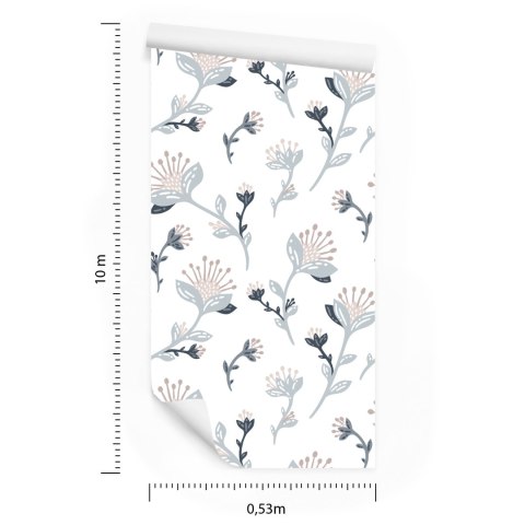 Tapeta Szare Kwiaty Polne Flizelina 53x1000 TR-3881-VER-53