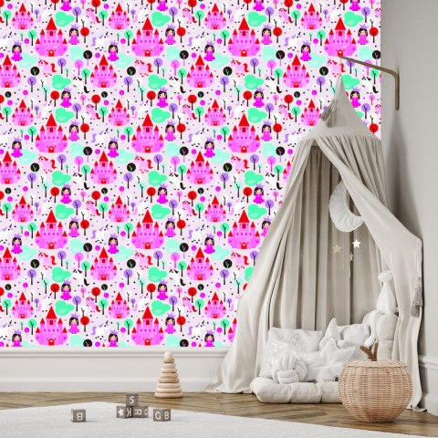 Tapeta Bajkowa Dla Dzieci, Księżniczki Konie Zamek Flizelina 53x1000 TR-1960-VER-53