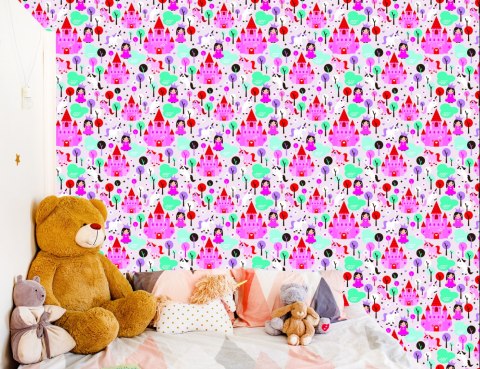 Tapeta Bajkowa Dla Dzieci, Księżniczki Konie Zamek Flizelina 53x1000 TR-1960-VER-53