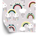 Tapeta Dla Dzieci - Szczęśliwe Kolorowe Tęcze I Chmurki Flizelina 53x1000 TR-706-VER-53