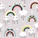Tapeta Dla Dzieci - Szczęśliwe Kolorowe Tęcze I Chmurki Flizelina 53x1000 TR-706-VER-53