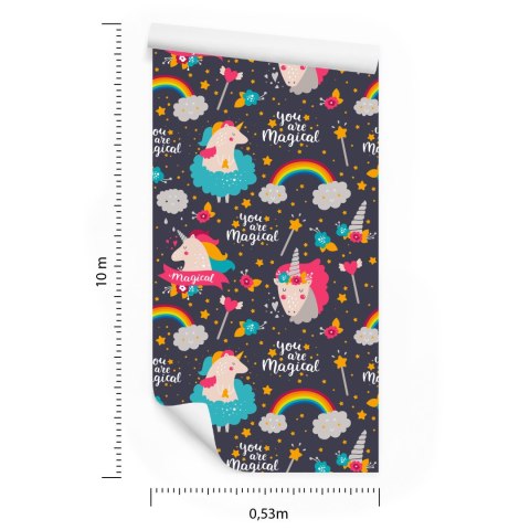 Tapeta Jednorożce Tęcza Flizelina 53x1000 TR-3012-VER-53