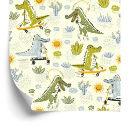 Tapeta Dla Dzieci Krokodyle, Kaktusy, Deskorolki Flizelina 53x1000 TR-1564-VER-53