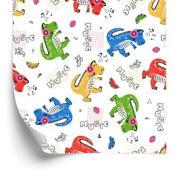 Tapeta Kolorowe Krokodyle, Nuty, Do Pokoju Dziecka Flizelina 53x1000 TR-1691-VER-53