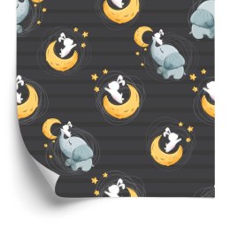 Tapeta Słoniki I Króliczki Wśród Gwiazd I Księżyców Flizelina 53x1000 TR-5257-VER-53