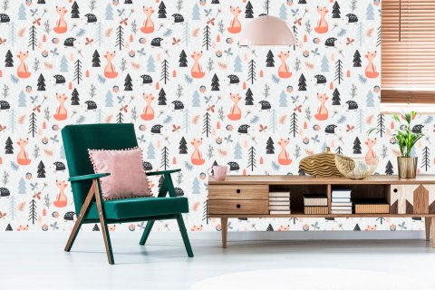 Tapeta Lis Z Jeżem W Lesie Flizelina 53x1000 TR-4015-VER-53