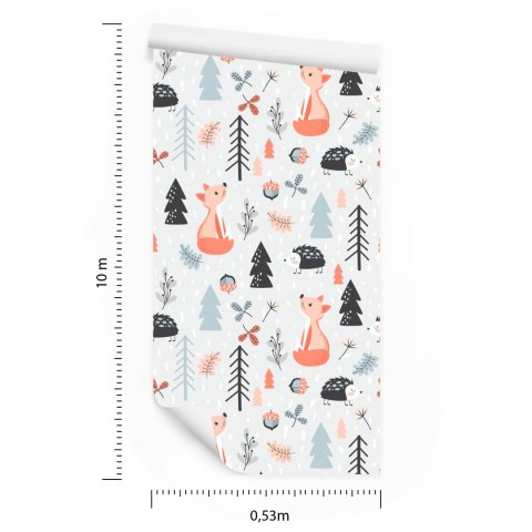 Tapeta Lis Z Jeżem W Lesie Flizelina 53x1000 TR-4015-VER-53