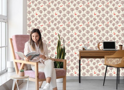 Tapeta Lisy W Zimowym Lesie Flizelina 53x1000 TR-3982-VER-53