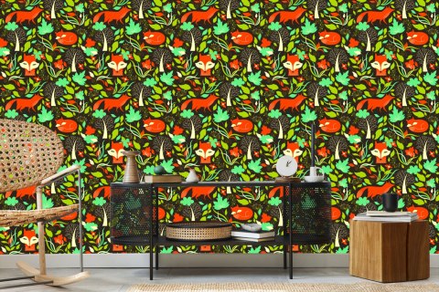 Tapeta Malowane Lisy W Lesie Flizelina 53x1000 TR-3978-VER-53