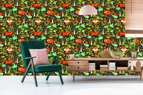 Tapeta Malowane Lisy W Lesie Flizelina 53x1000 TR-3978-VER-53