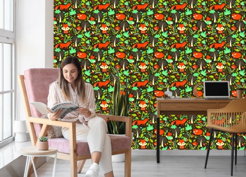 Tapeta Malowane Lisy W Lesie Flizelina 53x1000 TR-3978-VER-53