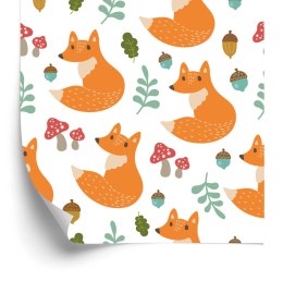 Tapeta Minimalistyczne Lisy Z Liśćmi Flizelina 53x1000 TR-4010-VER-53