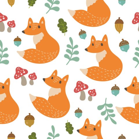 Tapeta Minimalistyczne Lisy Z Liśćmi Flizelina 53x1000 TR-4010-VER-53