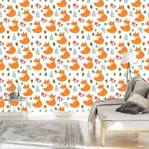 Tapeta Minimalistyczne Lisy Z Liśćmi Flizelina 53x1000 TR-4010-VER-53