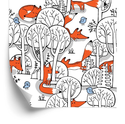 Tapeta Uśmiechnięte Liski W Lesie Flizelina 53x1000 TR-3996-VER-53