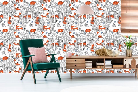 Tapeta Uśmiechnięte Liski W Lesie Flizelina 53x1000 TR-3996-VER-53