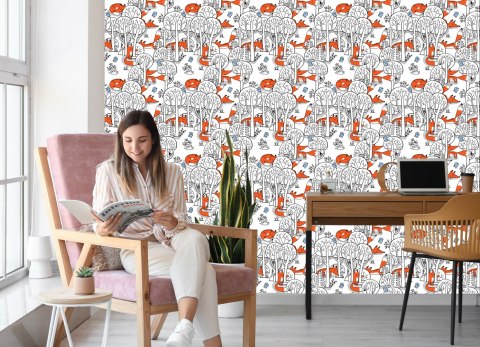 Tapeta Uśmiechnięte Liski W Lesie Flizelina 53x1000 TR-3996-VER-53